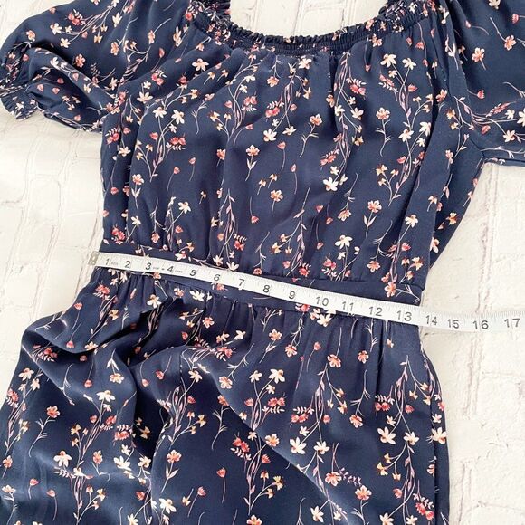 Gal Meets Glam Navy Wild Flower Print Wide Leg Pull On Cropped Jumpsuit 4 - Picture 10 of 15